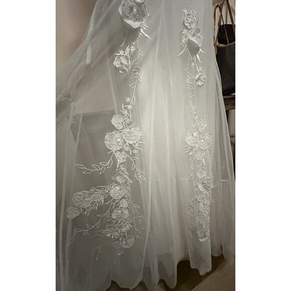 BHLDN NWT Ivory Calla Sleeveless Tulle Floral Applique Maxi Dress Size Medium - Picture 4 of 15